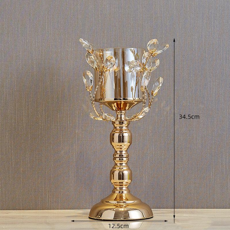 Stately Empire Crystal and Iron Candle Holder in Gold - Divine Heart L.A.