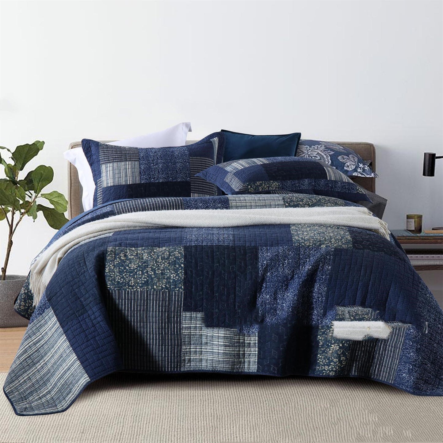 Summer Blues All Cotton 3pc Duvet Set - Divine Heart L.A.