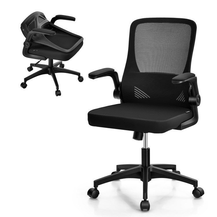 Swivel Mesh Office Chair with Foldable Backrest and Flip-Up Arms - Divine Heart L.A.