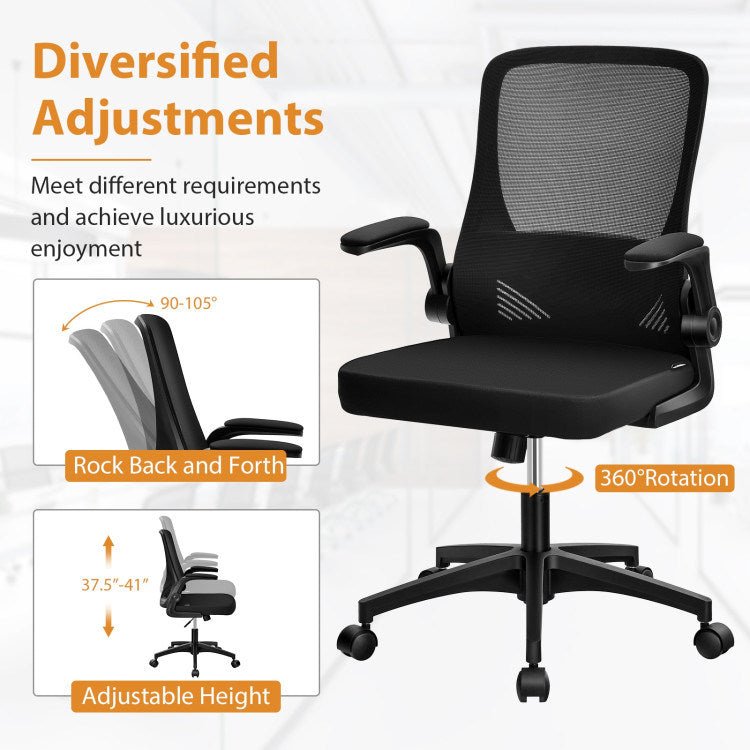 Swivel Mesh Office Chair with Foldable Backrest and Flip-Up Arms - Divine Heart L.A.