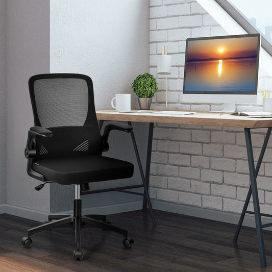 Swivel Mesh Office Chair with Foldable Backrest and Flip-Up Arms - Divine Heart L.A.