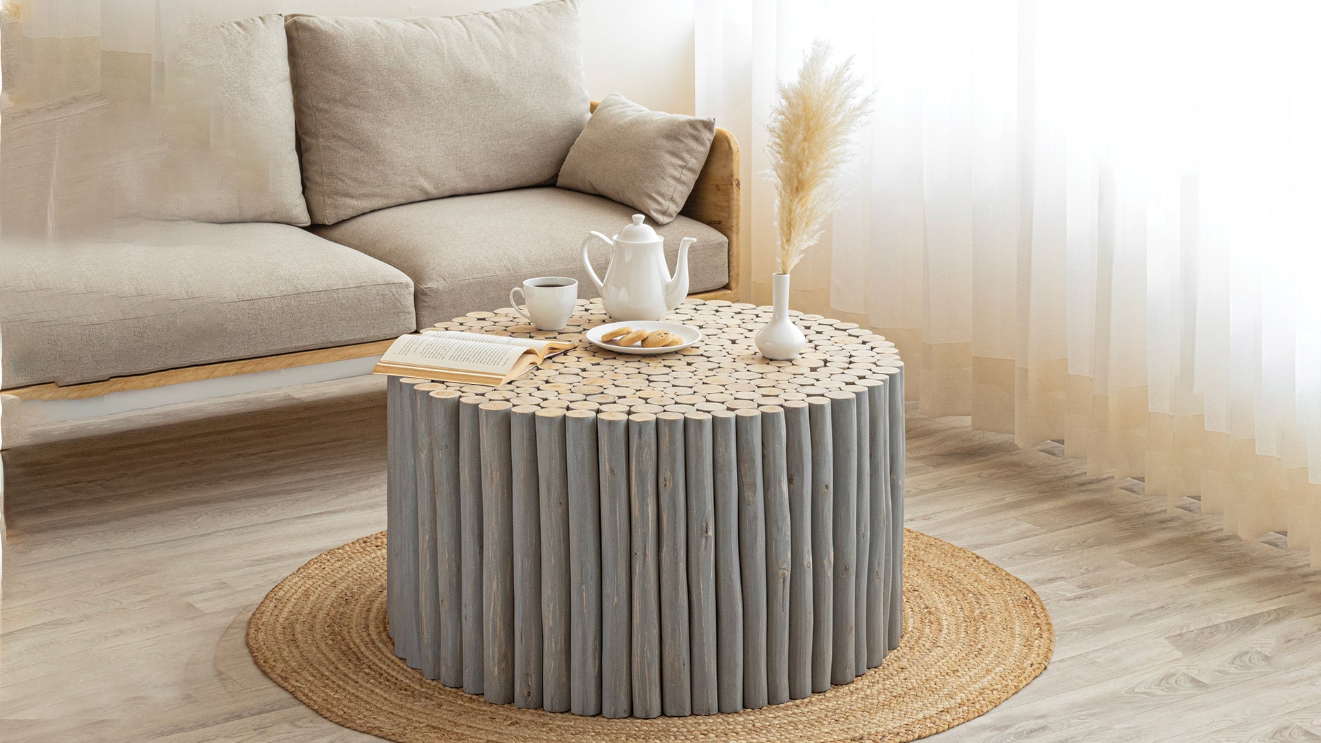 T1009-32 Coffee Table Gray - Divine Heart L.A.