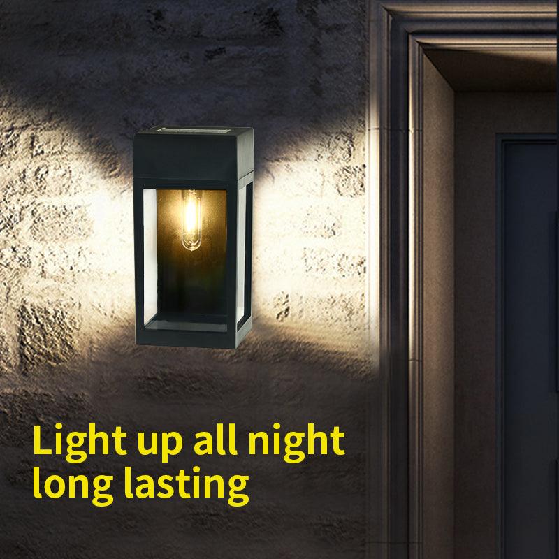 Tennyson Exterior LED Solar Wall Light in Black - Divine Heart L.A.