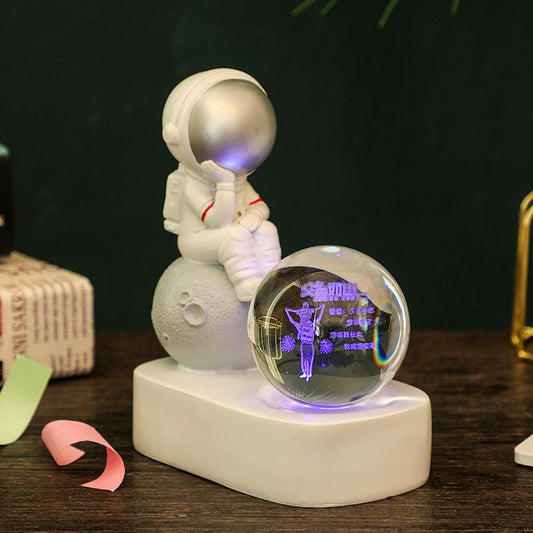 The Little Dreamer Astronaut Glowing Crystal Ball Night Light - Divine Heart L.A.