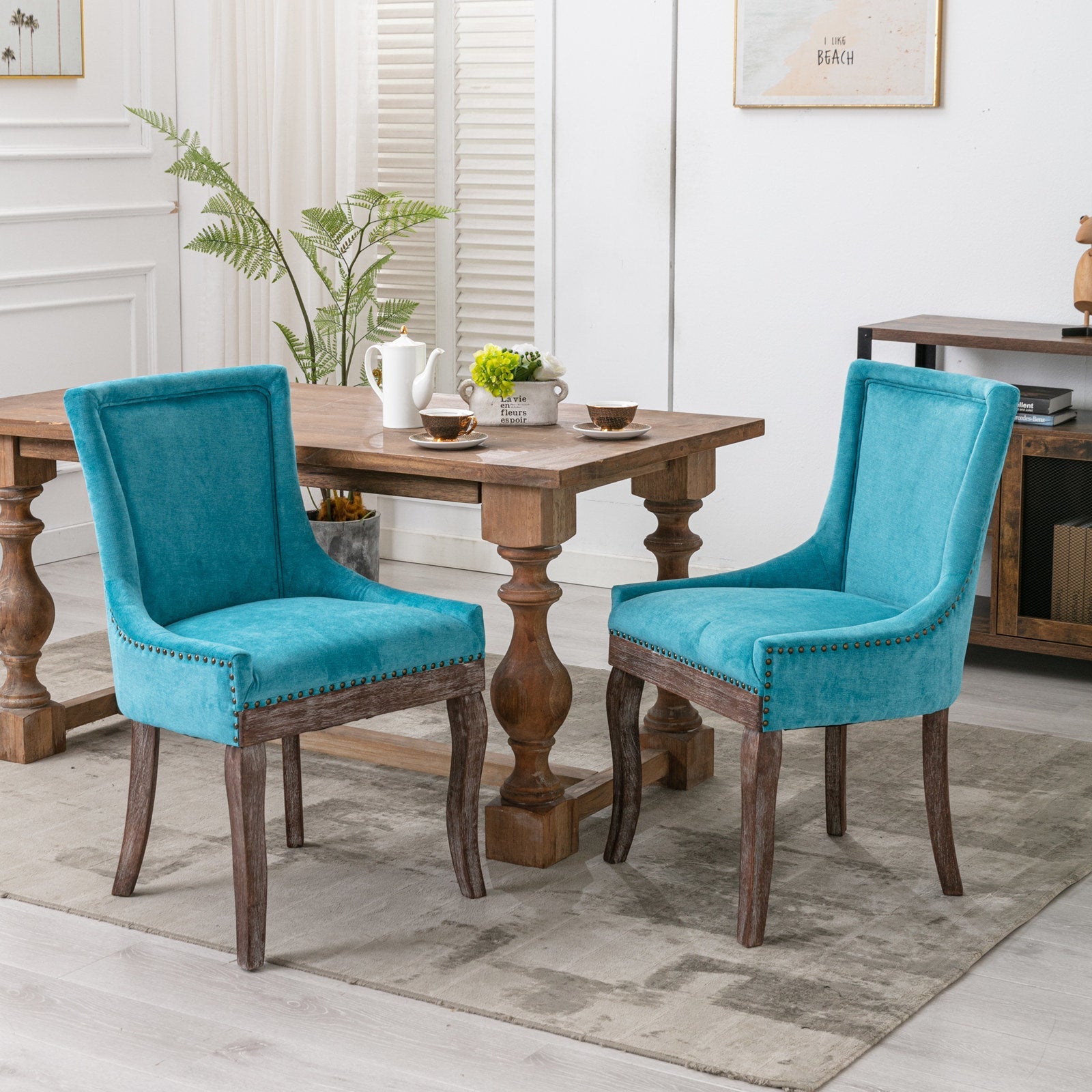 Tully Upholstered Square Back Dining Chair Set of 2 - Divine Heart L.A.