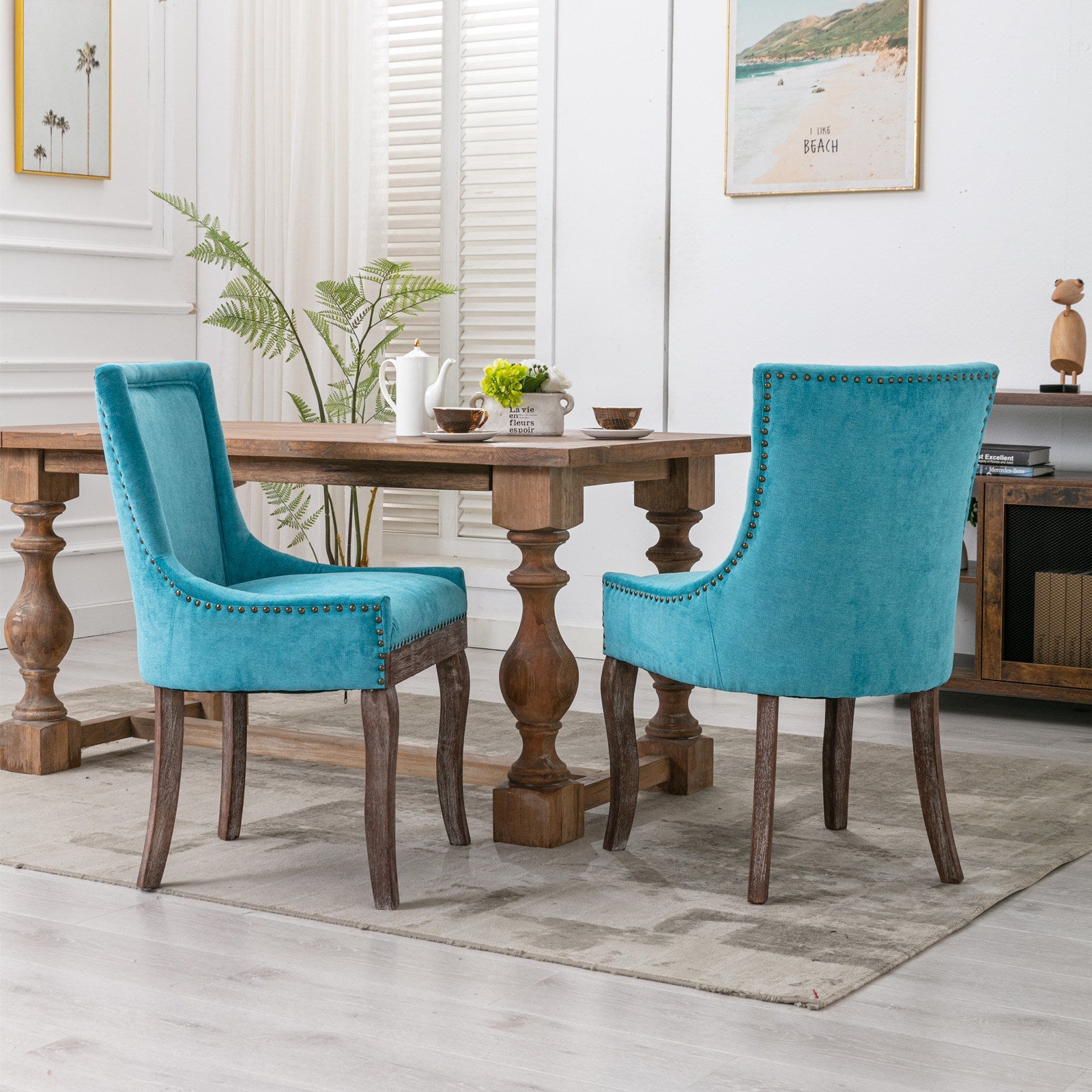 Tully Upholstered Square Back Dining Chair Set of 2 - Divine Heart L.A.