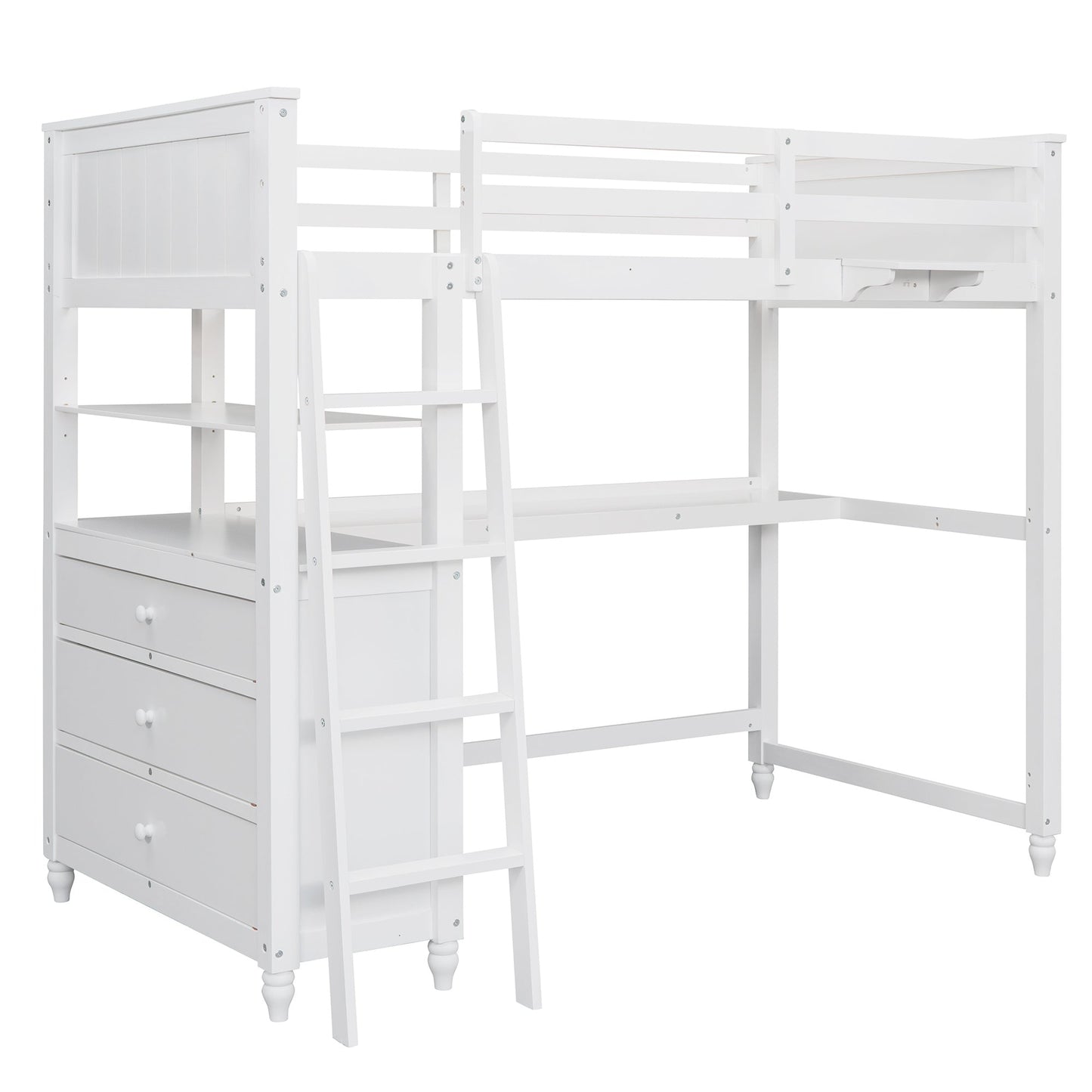 Twin Loft Bed with Desk and Storage Drawers - Divine Heart L.A.