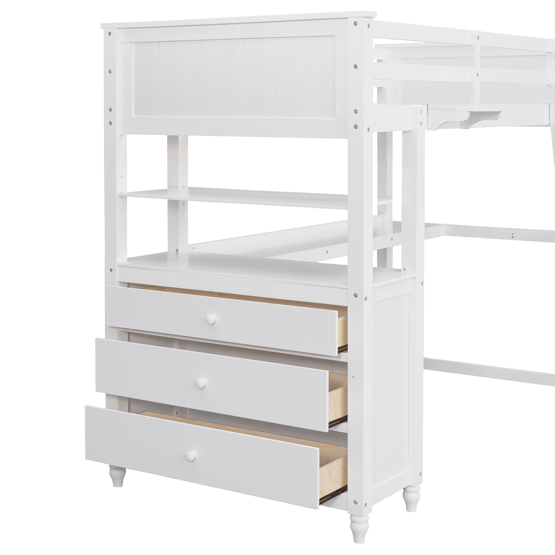 Twin Loft Bed with Desk and Storage Drawers - Divine Heart L.A.