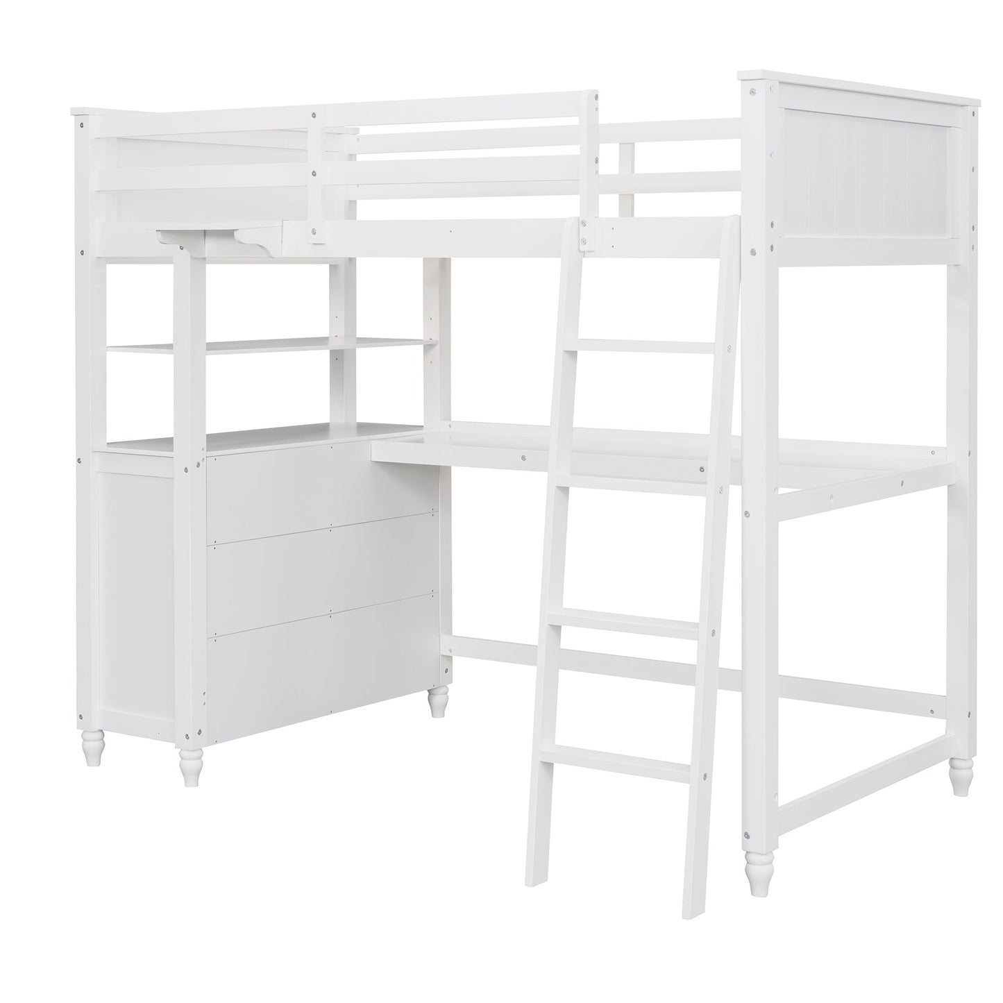 Twin Loft Bed with Desk and Storage Drawers - Divine Heart L.A.