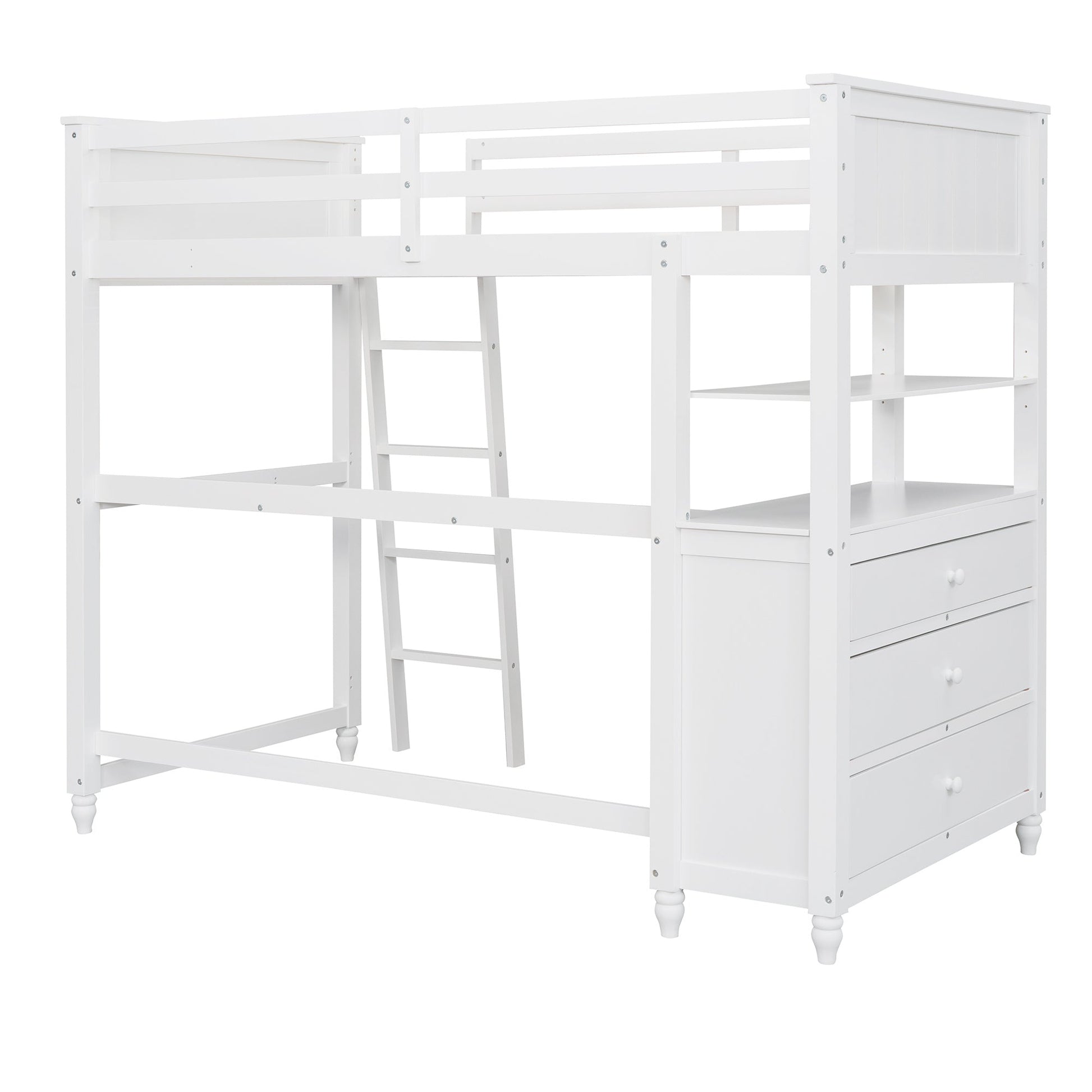 Twin Loft Bed with Desk and Storage Drawers - Divine Heart L.A.