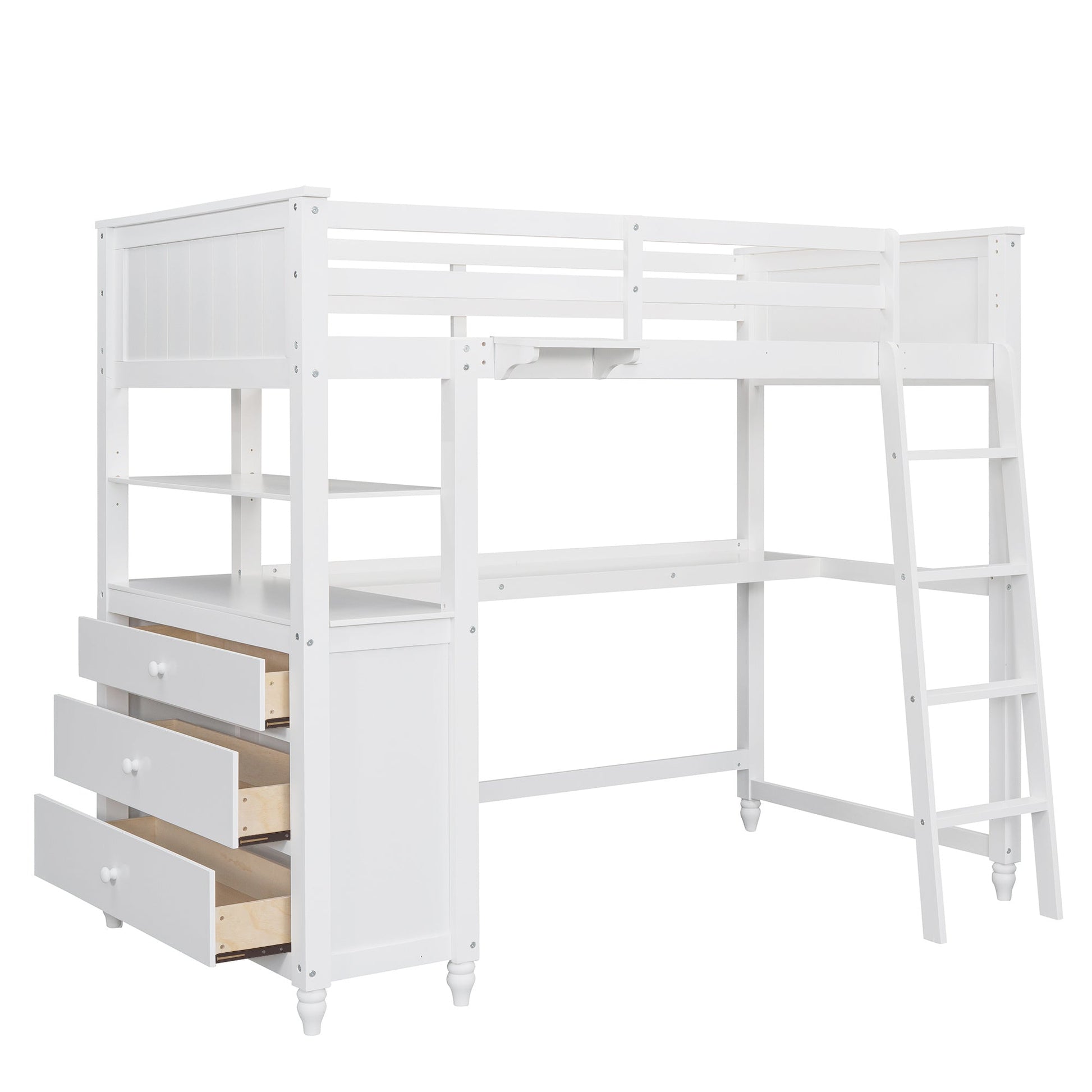 Twin Loft Bed with Desk and Storage Drawers - Divine Heart L.A.