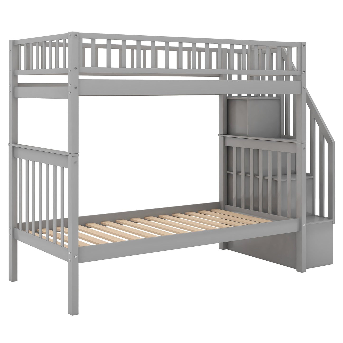 Twin over Twin Bunk Bed with Trundle and Storage - Divine Heart L.A.