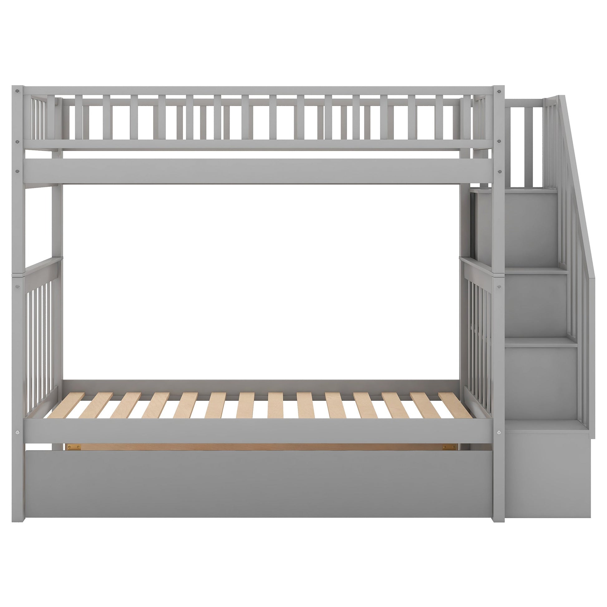 Twin over Twin Bunk Bed with Trundle and Storage - Divine Heart L.A.