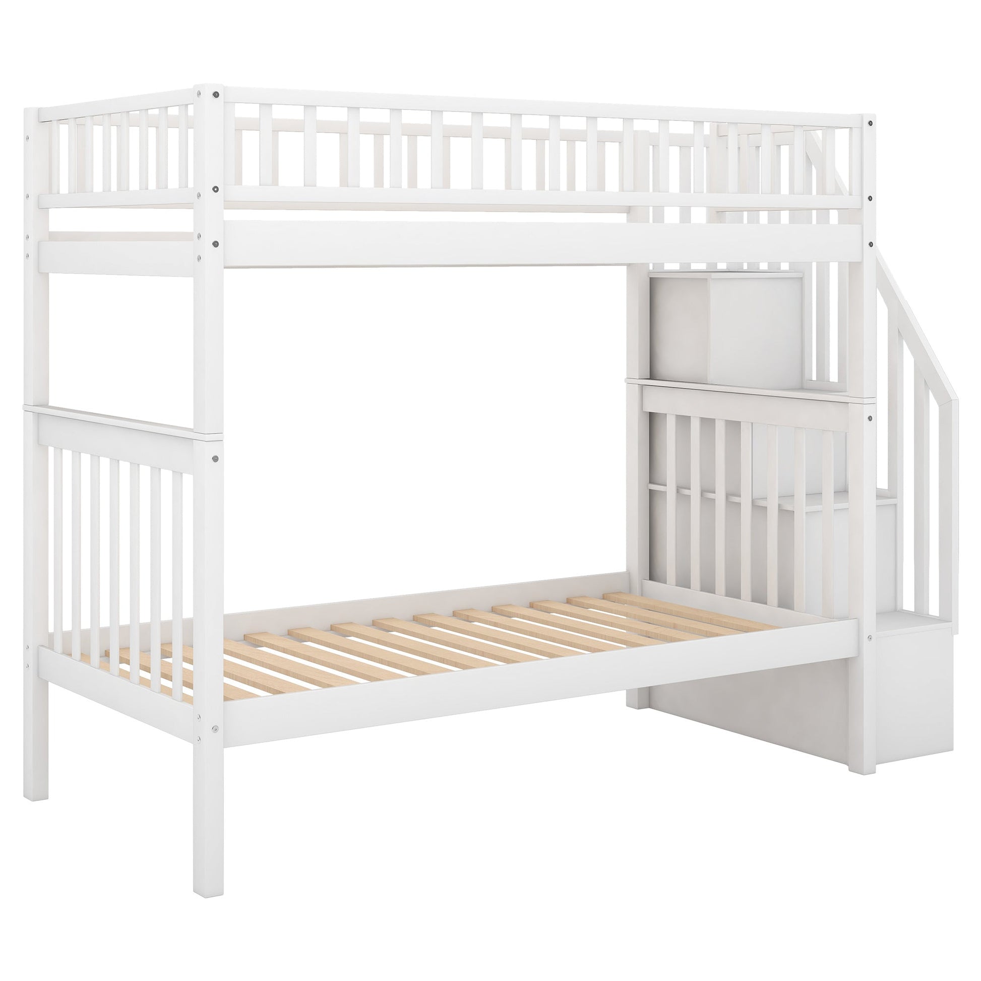 Twin over Twin Bunk Bed with Trundle and Storage - Divine Heart L.A.