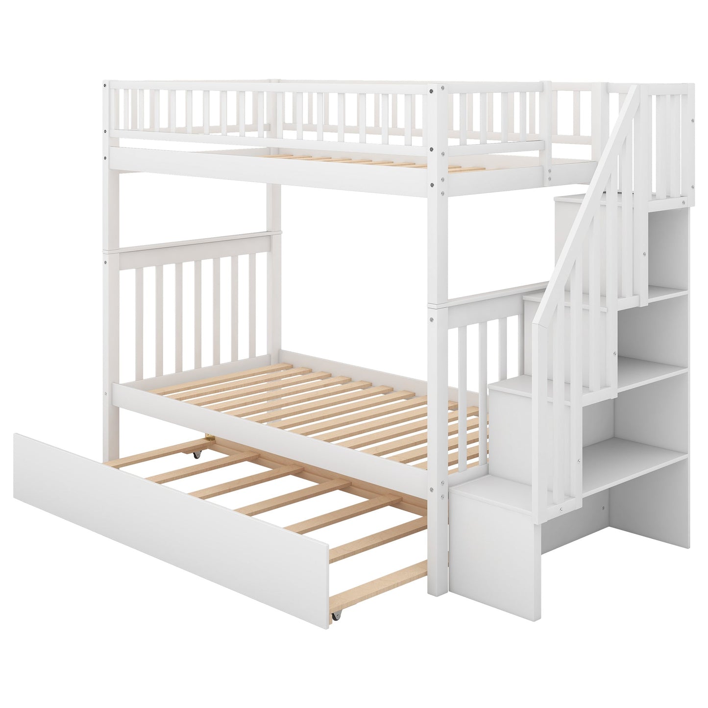 Twin over Twin Bunk Bed with Trundle and Storage - Divine Heart L.A.