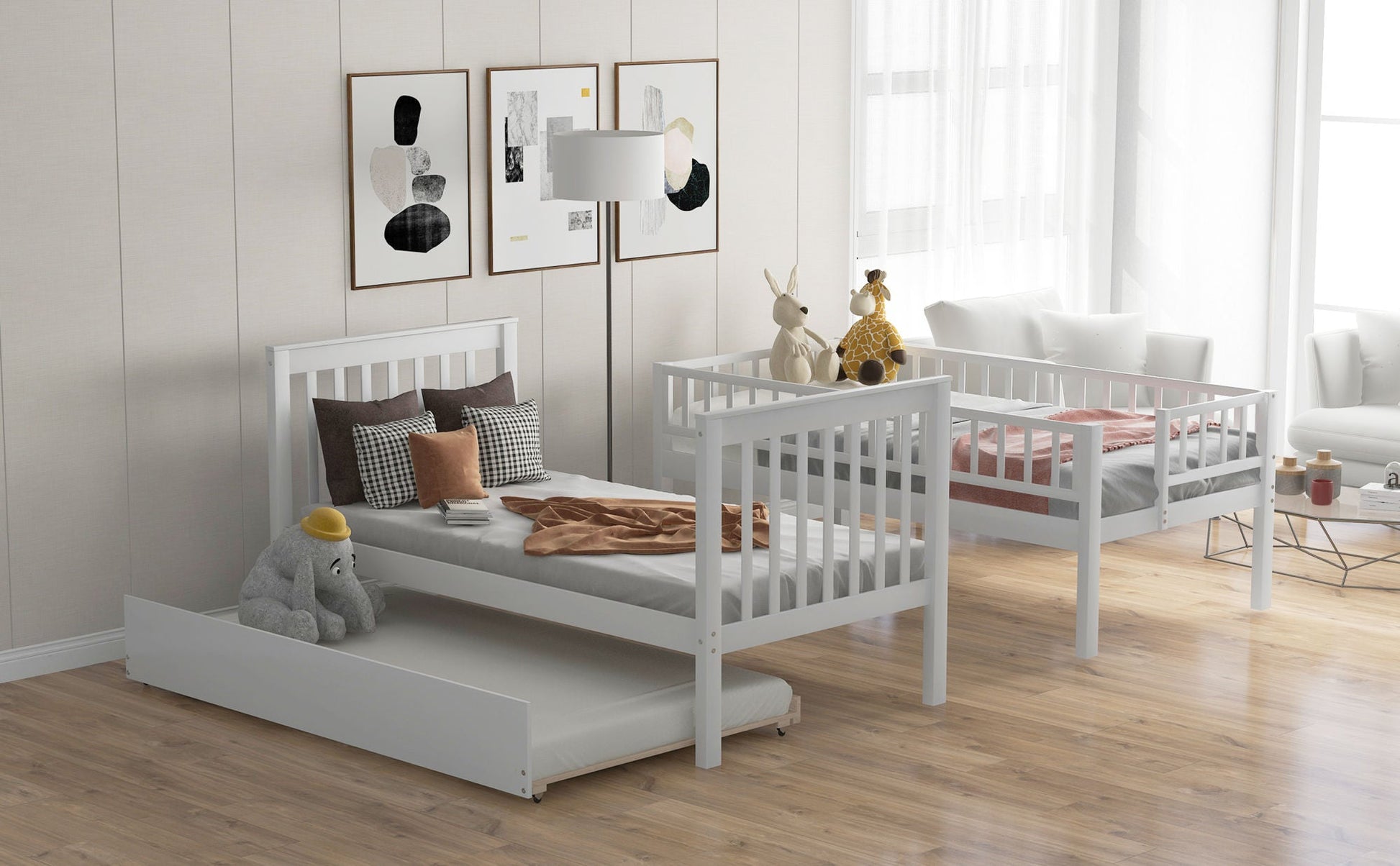 Twin over Twin Bunk Bed with Trundle and Storage - Divine Heart L.A.