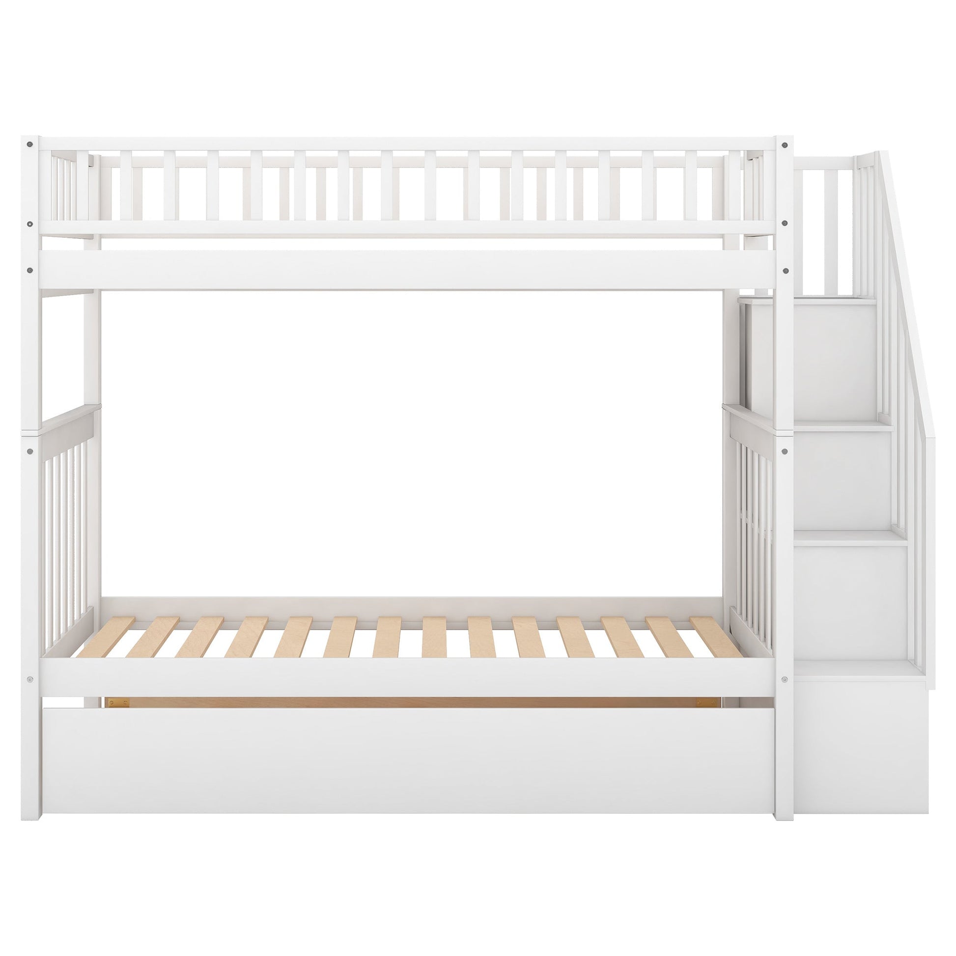 Twin over Twin Bunk Bed with Trundle and Storage - Divine Heart L.A.