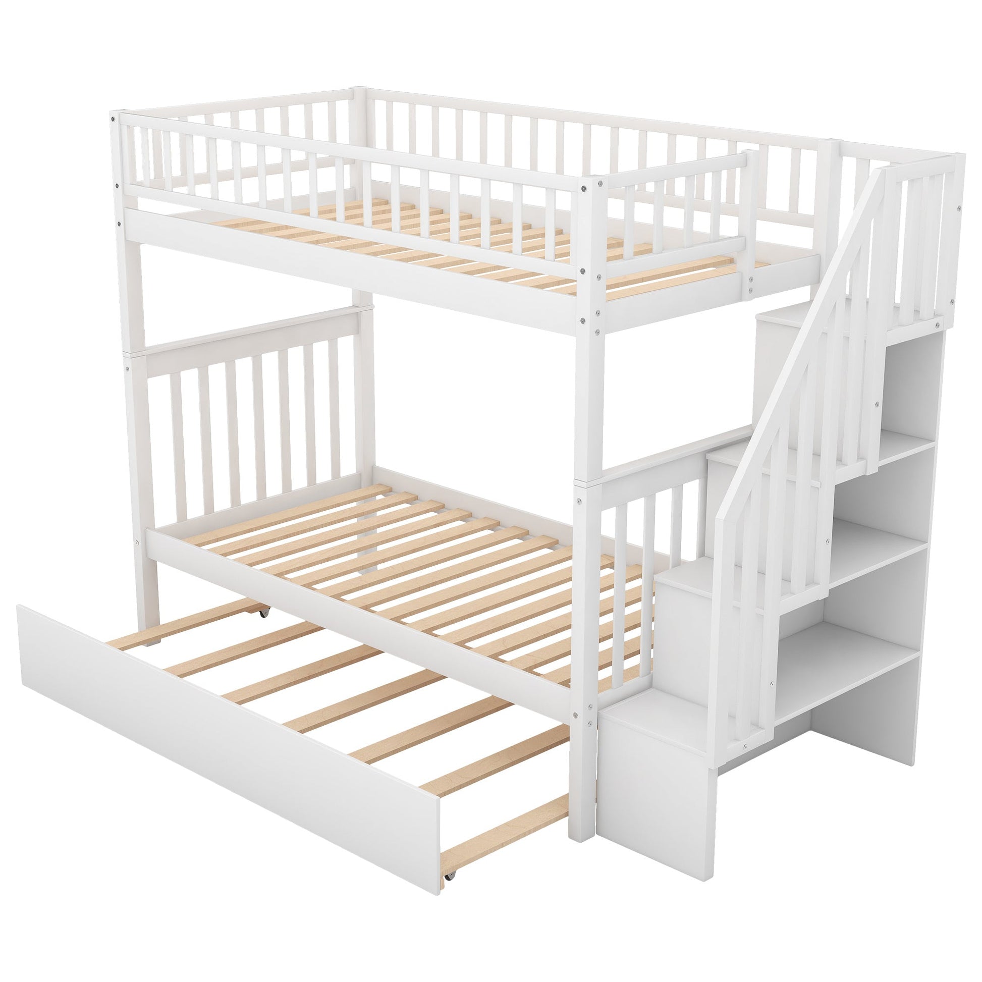 Twin over Twin Bunk Bed with Trundle and Storage - Divine Heart L.A.