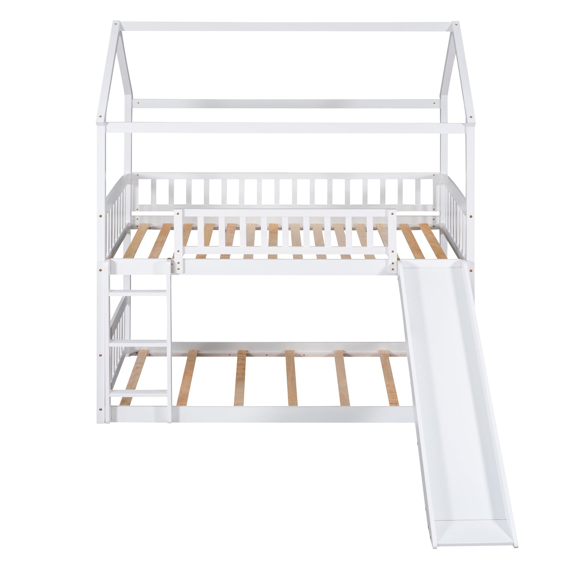 Twin Over Twin House Shaped Bunk Bed with Slide - Divine Heart L.A.