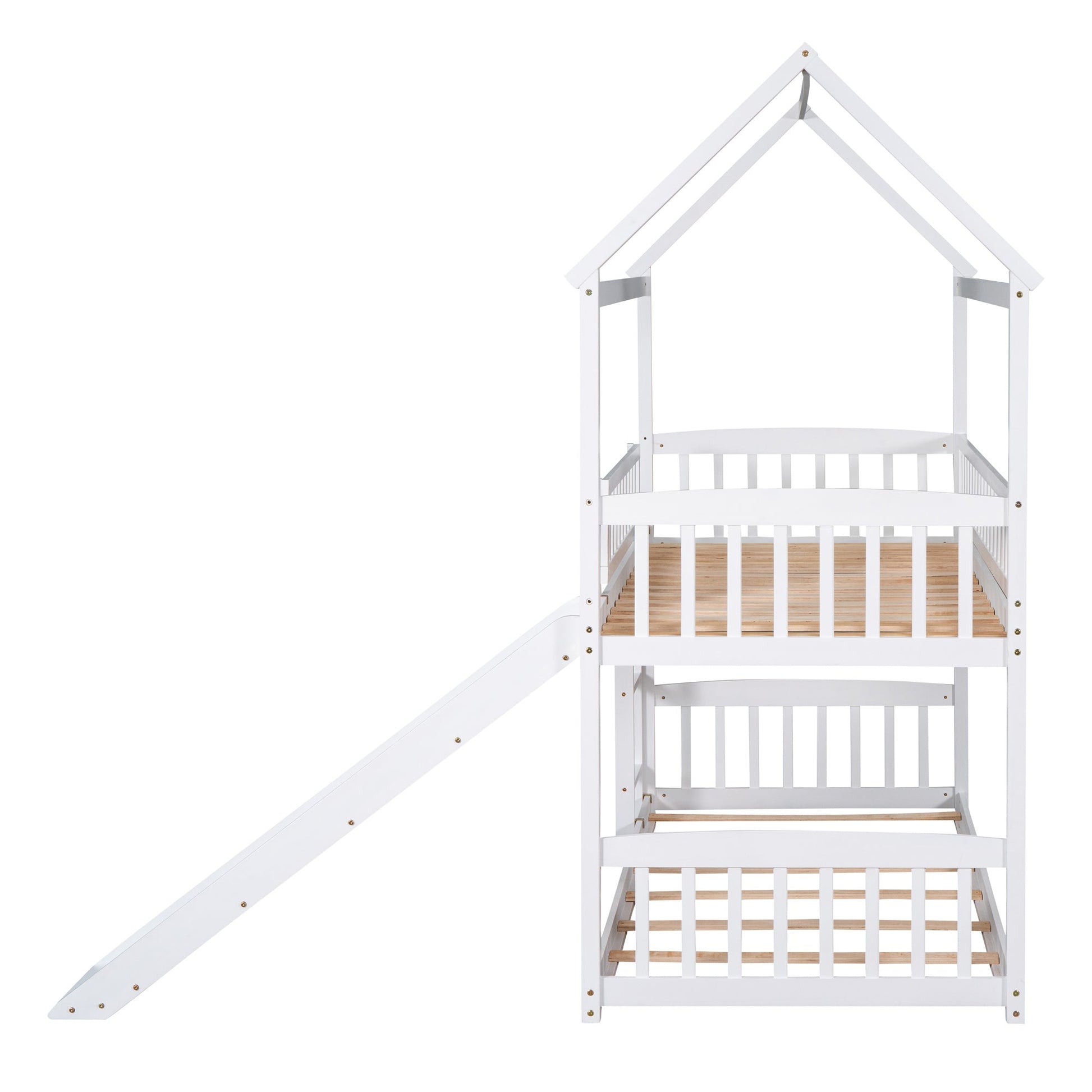 Twin Over Twin House Shaped Bunk Bed with Slide - Divine Heart L.A.