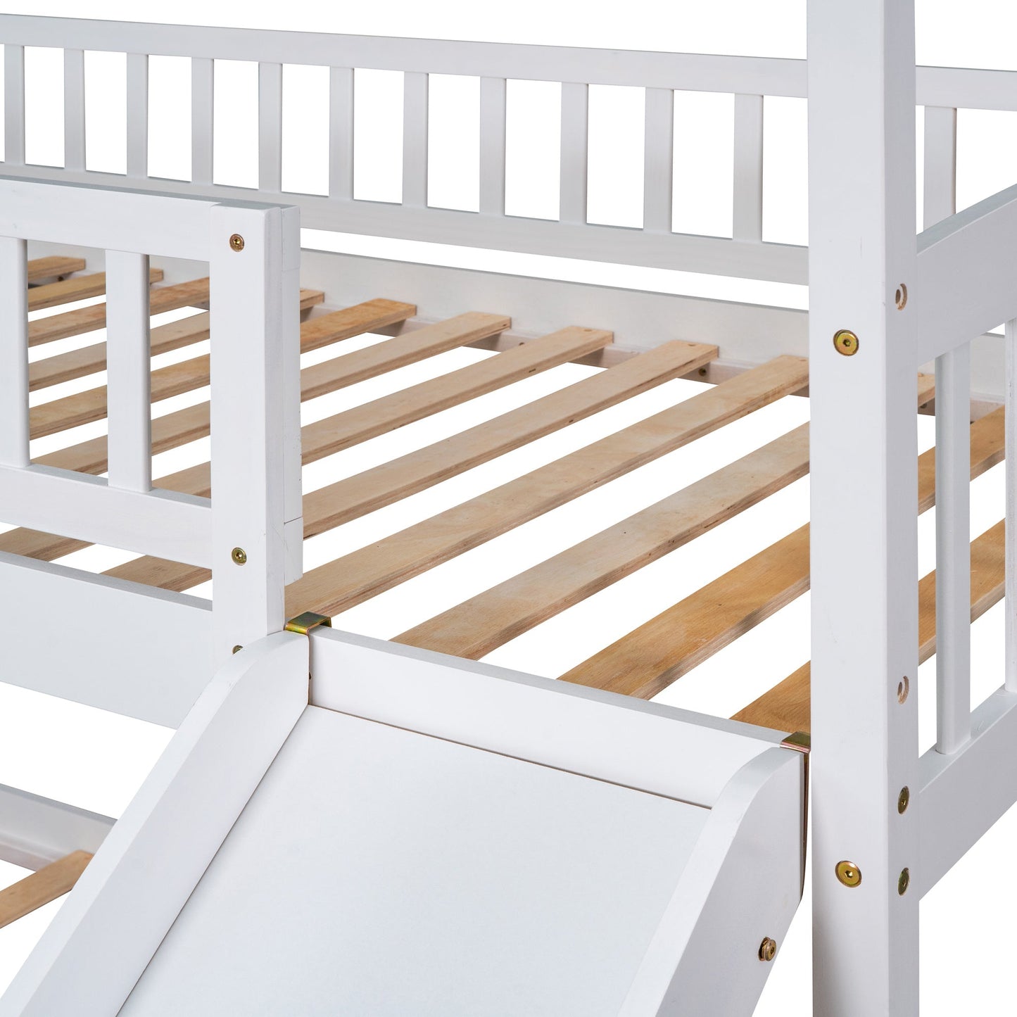 Twin Over Twin House Shaped Bunk Bed with Slide - Divine Heart L.A.