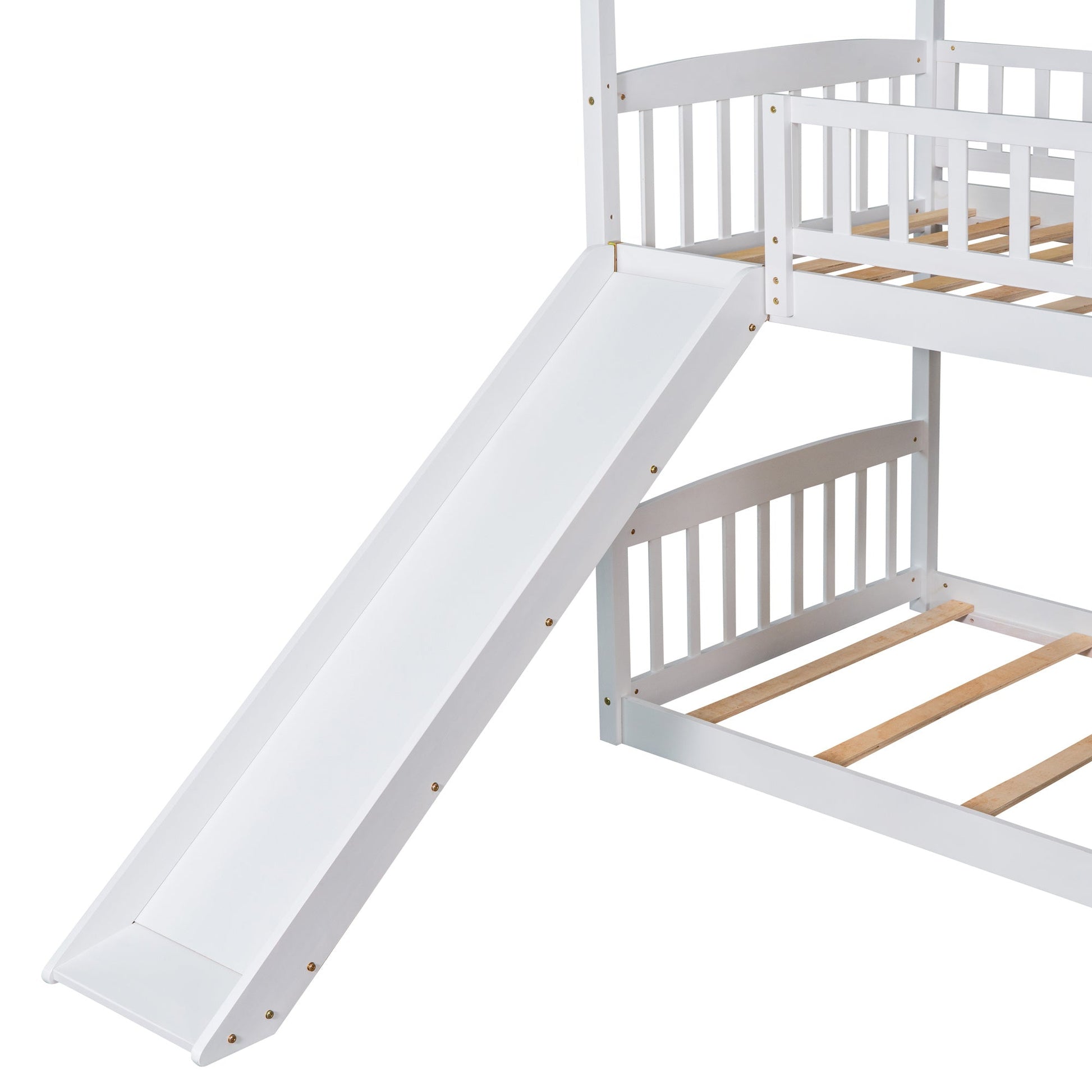 Twin Over Twin House Shaped Bunk Bed with Slide - Divine Heart L.A.