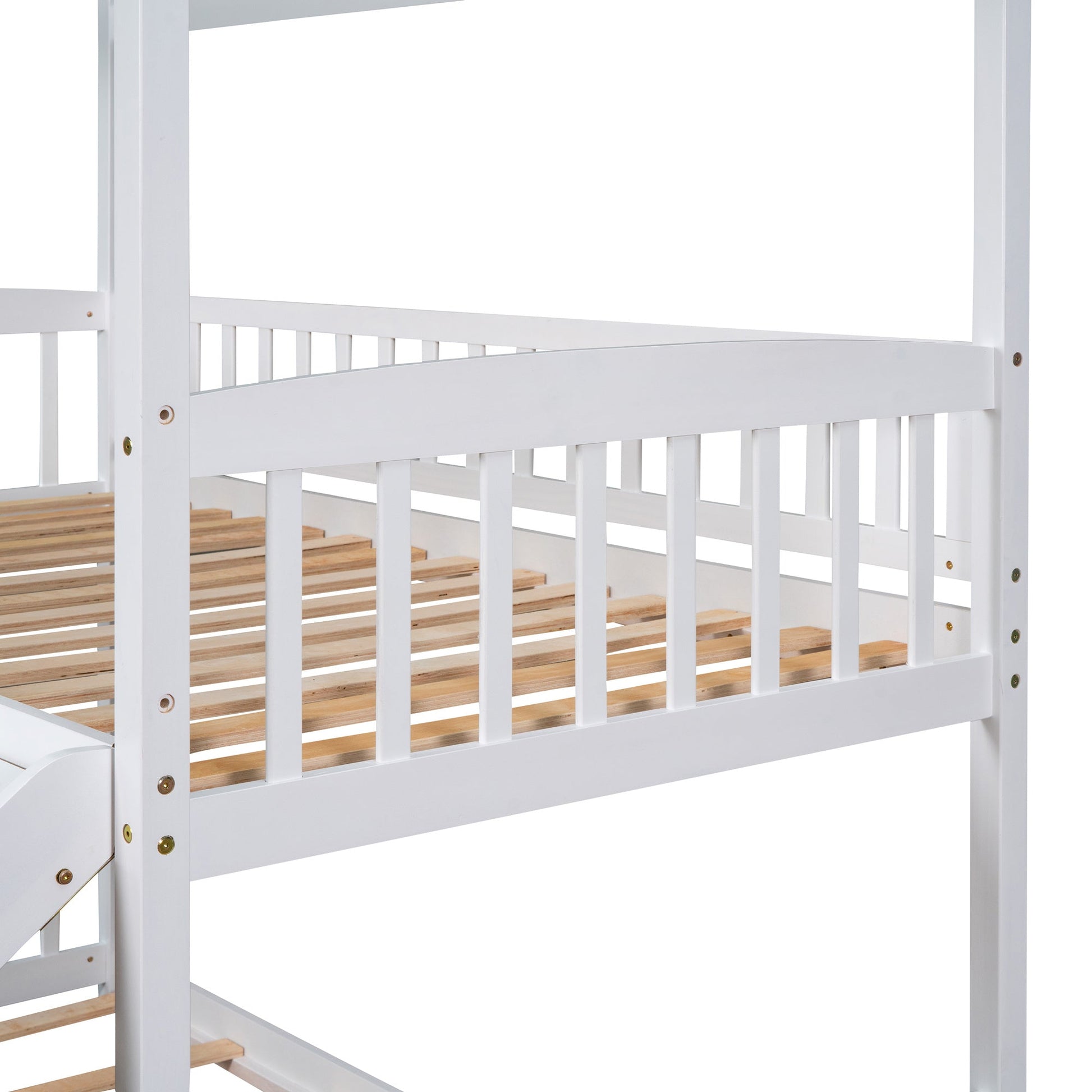 Twin Over Twin House Shaped Bunk Bed with Slide - Divine Heart L.A.