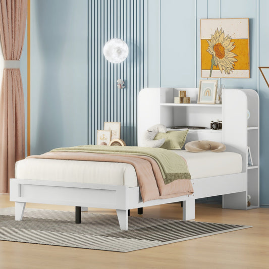 Twin Platform Bed with Storage Headboard - Divine Heart L.A.