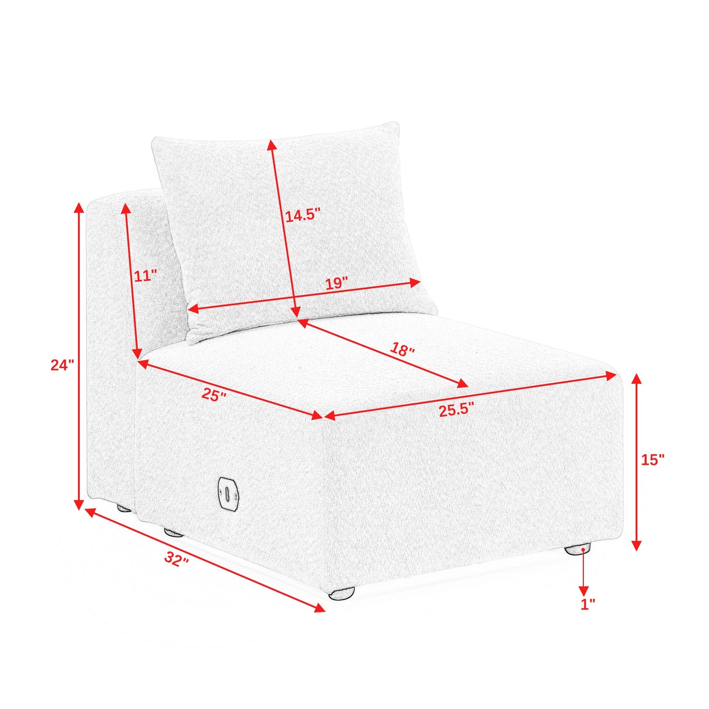 U Shape Sectional Sofa including Two Single Seat, Two Chaises and Two Ottomans, Modular Sofa, DIY Combination, Loop Yarn Fabric, Beige - Divine Heart L.A.