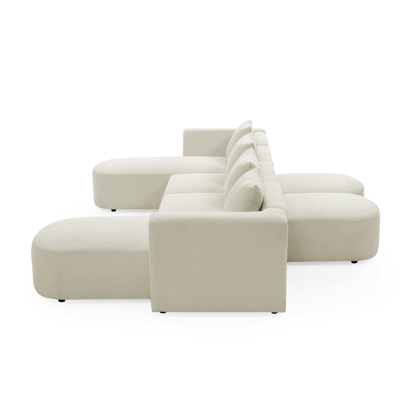 U Shape Sectional Sofa including Two Single Seat, Two Chaises and Two Ottomans, Modular Sofa, DIY Combination, Loop Yarn Fabric, Beige - Divine Heart L.A.