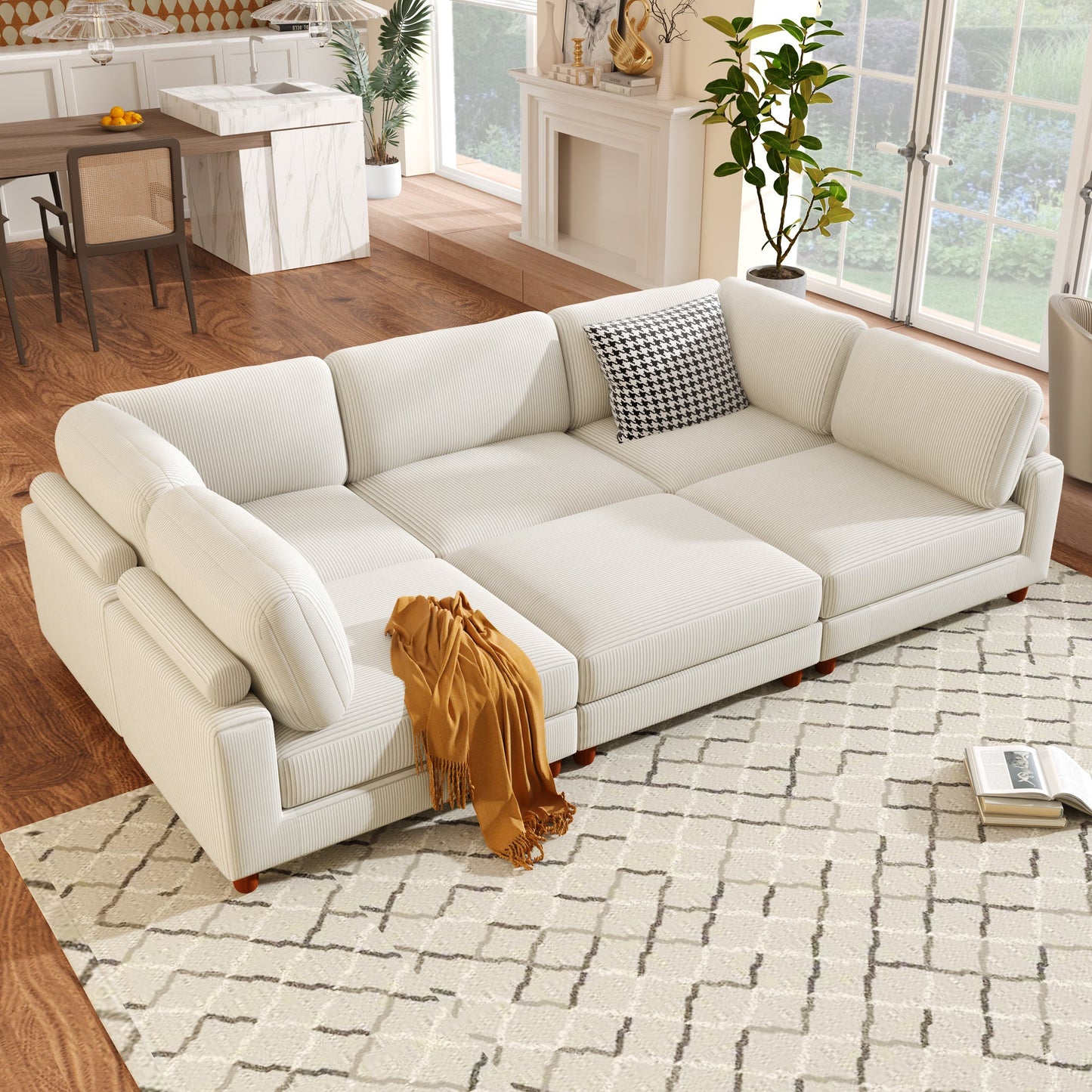 U-style 163''Modular Sectional Sofa,with Ottoman L Shaped Corner Sectional for Living Room,,Office, Apartment (6-Seater) - Divine Heart L.A.