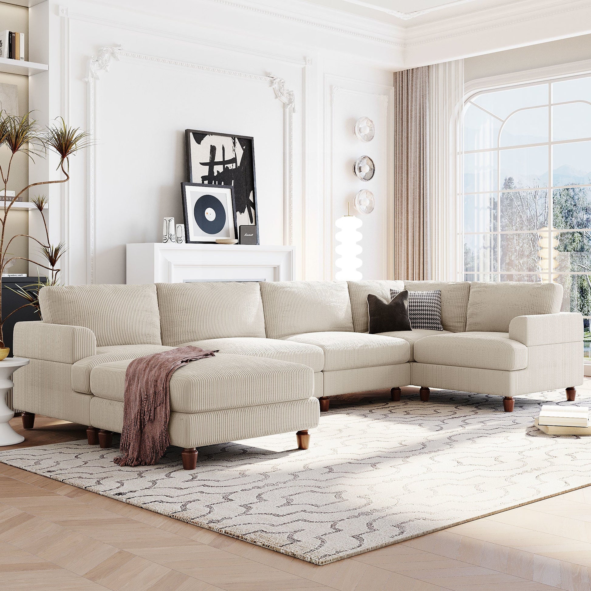 U_Style Modular Sectional Sofa with Ottoman L Shaped Corner Sectional for Living Room, Office, Spacious Space(same sku: WY000336AAA) - Divine Heart L.A.