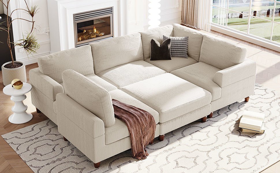 U_Style Modular Sectional Sofa with Ottoman L Shaped Corner Sectional for Living Room, Office, Spacious Space(same sku: WY000336AAA) - Divine Heart L.A.