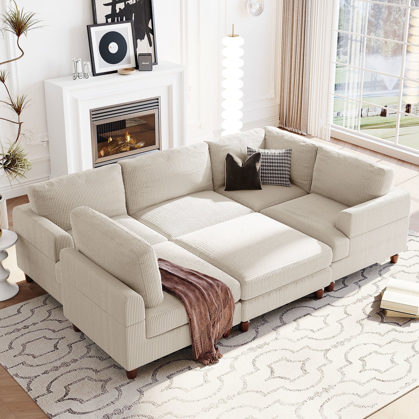 U_Style Modular Sectional Sofa with Ottoman L Shaped Corner Sectional for Living Room, Office, Spacious Space(same sku: WY000336AAA) - Divine Heart L.A.