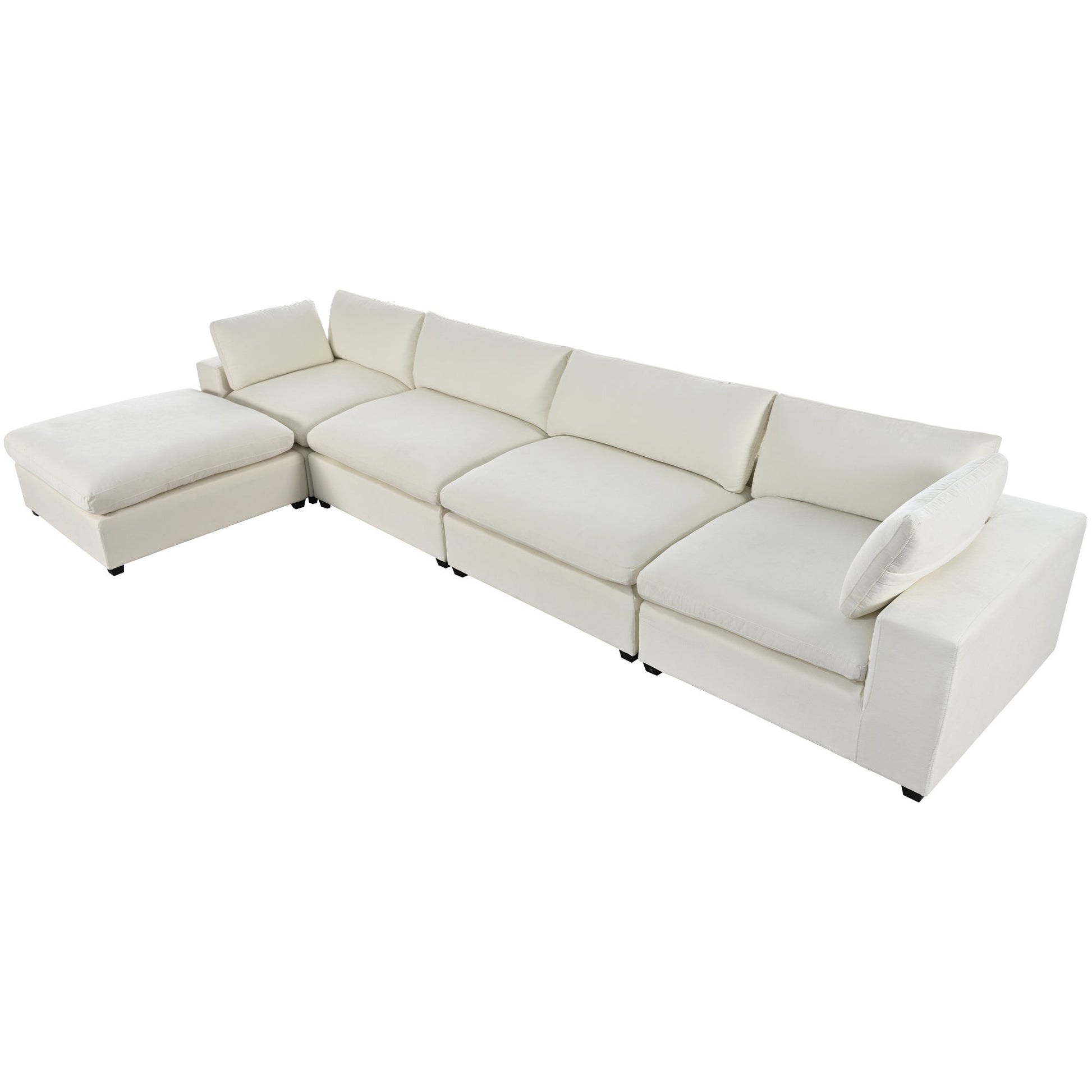 U-style Upholstered Oversize Modular Sofa with Removable Ottoman,Sectional sofa for Living Room Apartment(5-Seater) - Divine Heart L.A.