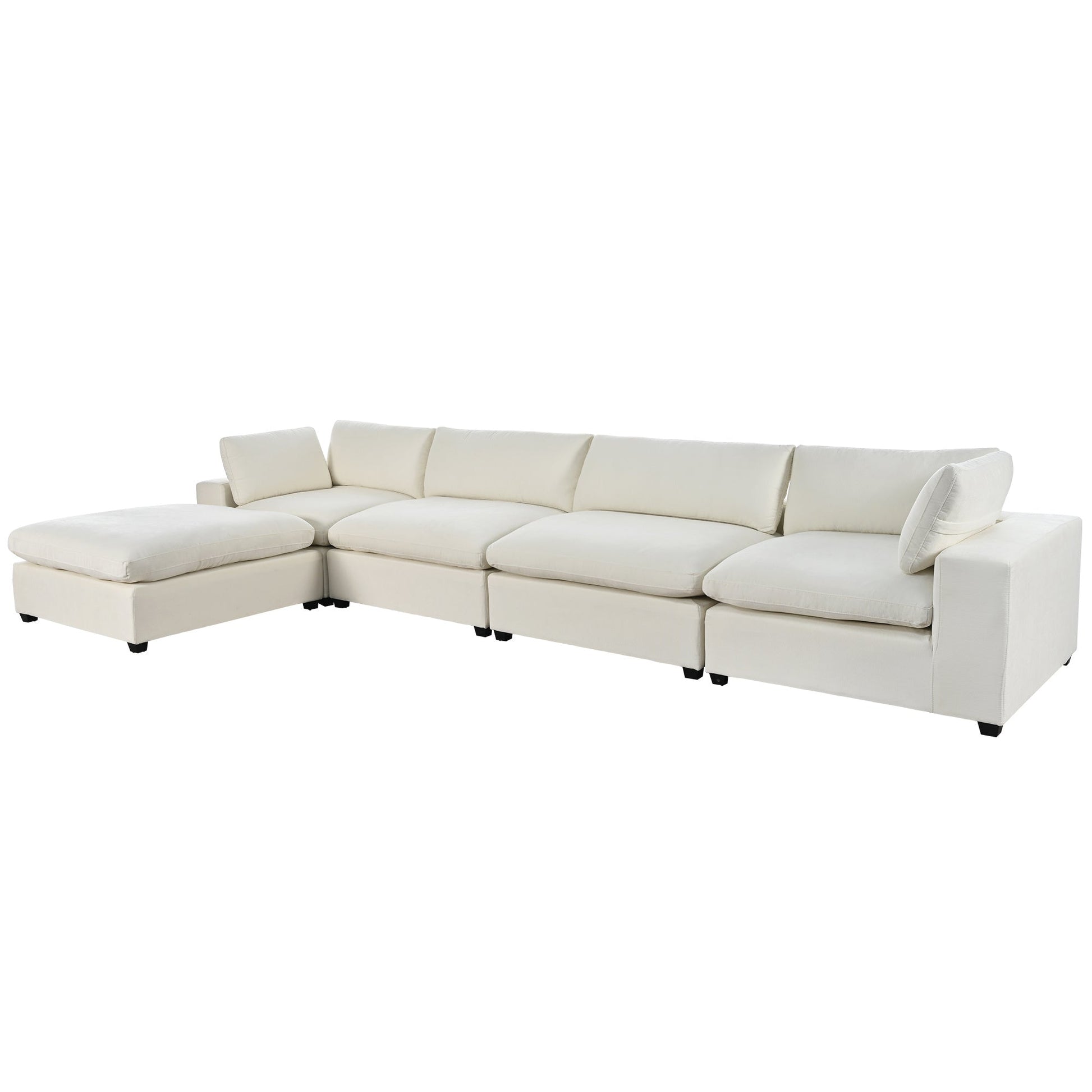 U-style Upholstered Oversize Modular Sofa with Removable Ottoman,Sectional sofa for Living Room Apartment(5-Seater) - Divine Heart L.A.