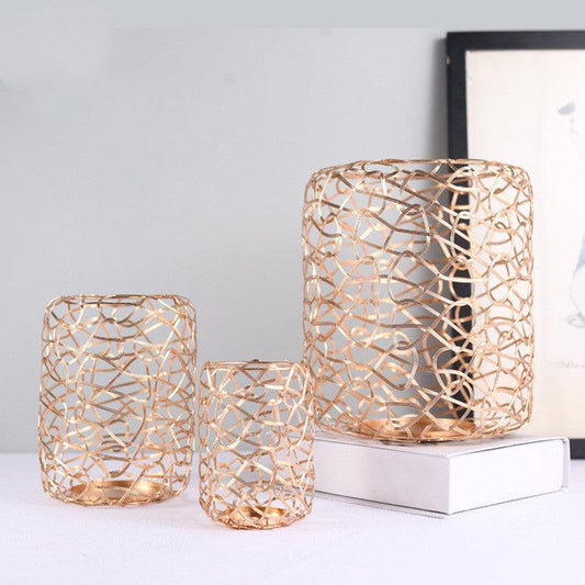 Universal Lines Electroplated Metal Candle Holder in Rose Gold - Divine Heart L.A.