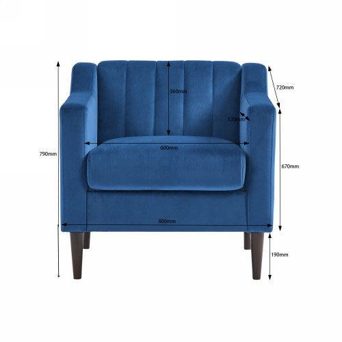 Upholstered Club Armchair with Solid Wood Legs - Divine Heart L.A.