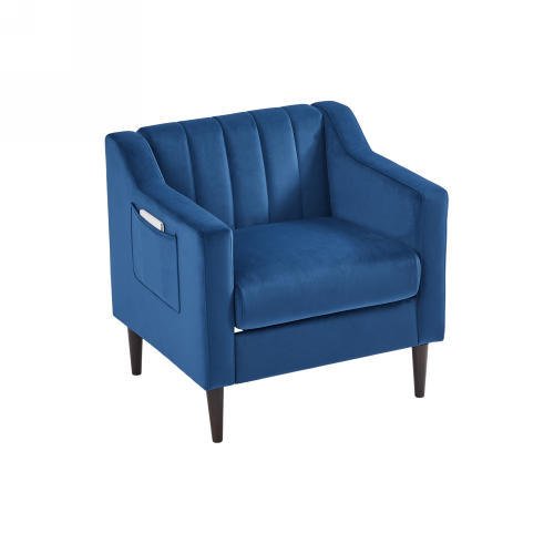 Upholstered Club Armchair with Solid Wood Legs - Divine Heart L.A.