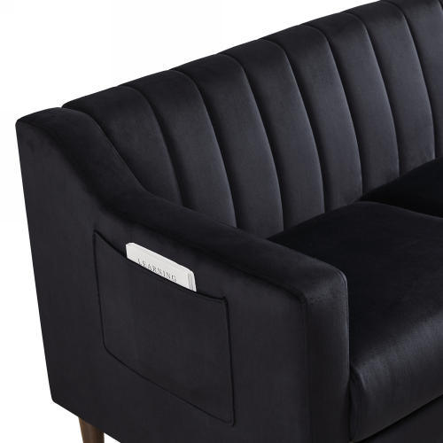 Upholstered Club Armchair with Solid Wood Legs - Divine Heart L.A.