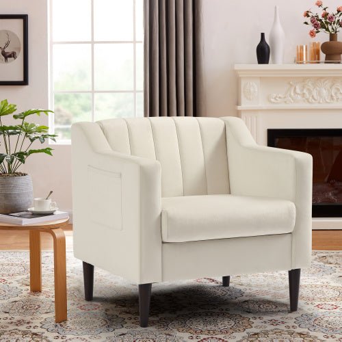 Upholstered Club Armchair with Solid Wood Legs - Divine Heart L.A.