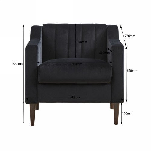 Upholstered Club Armchair with Solid Wood Legs - Divine Heart L.A.