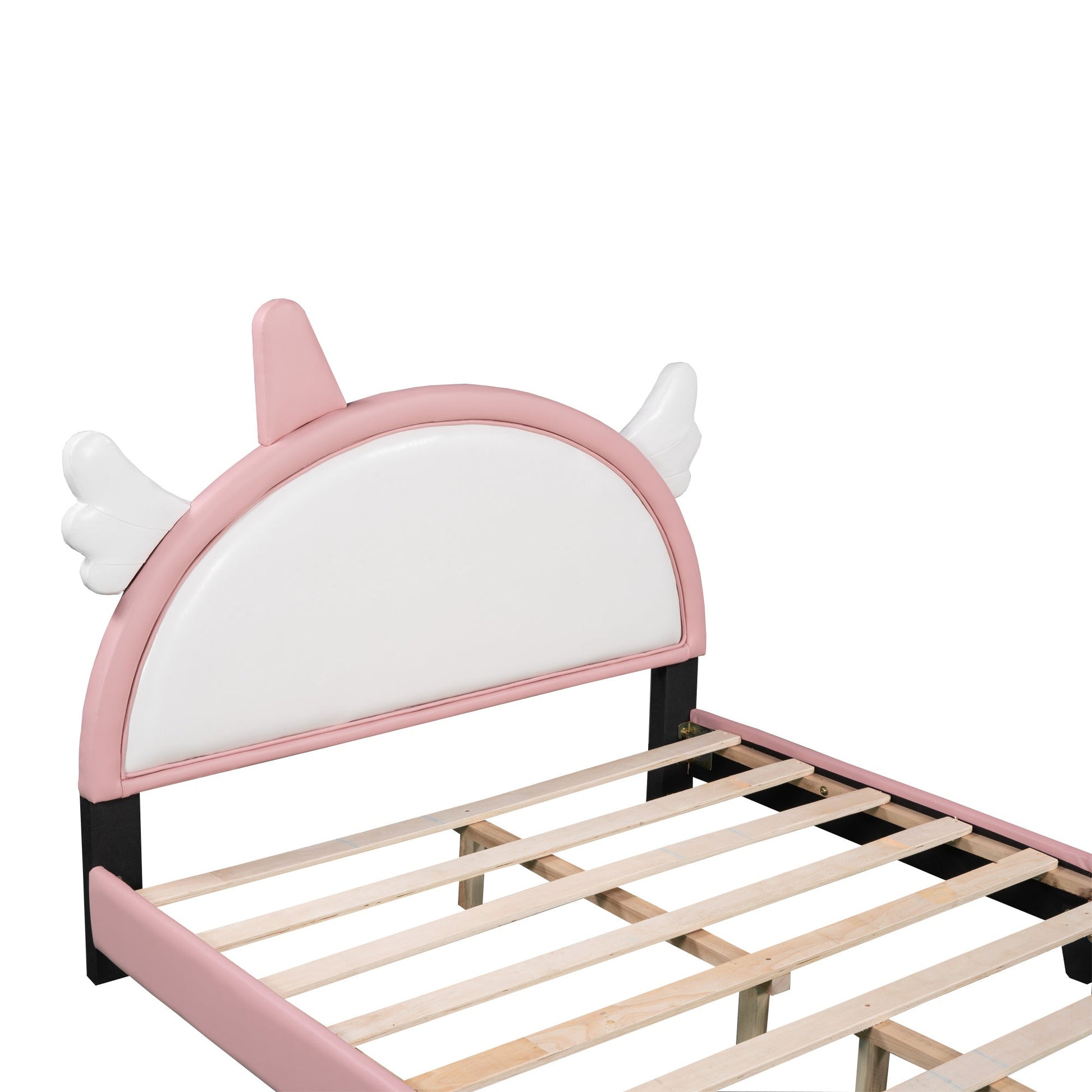 Upholstered Full Platform Bed with Unicorn Shaped Headboard - Divine Heart L.A.