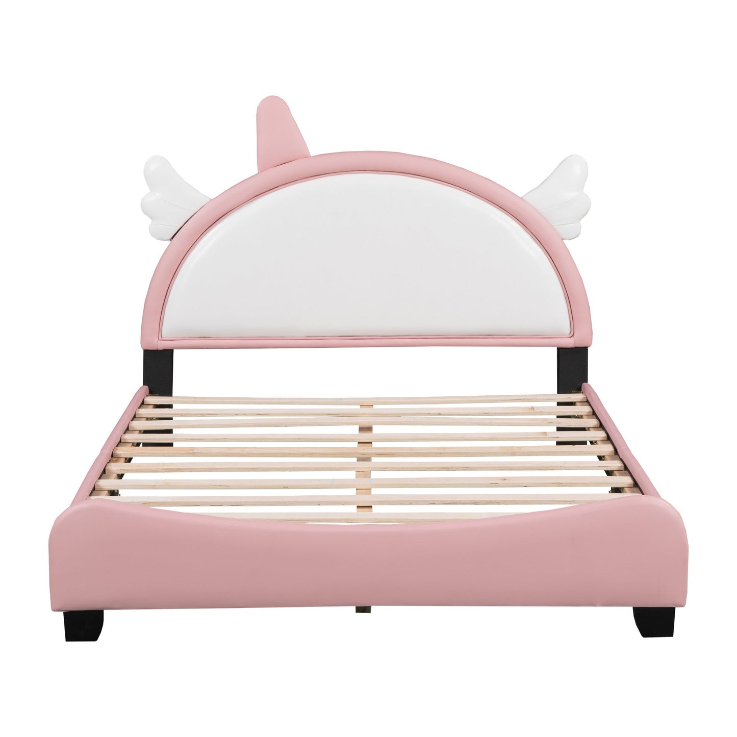 Upholstered Full Platform Bed with Unicorn Shaped Headboard - Divine Heart L.A.