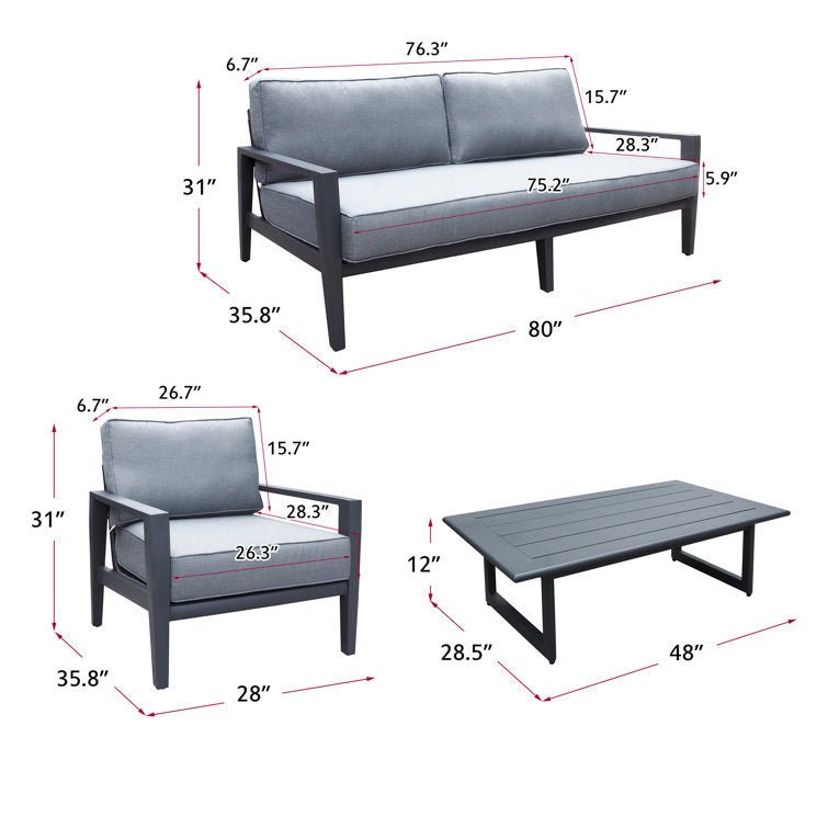 Uptown 4 Pc. Conversation Set with Club Chairs and Coffee Table - Divine Heart L.A.