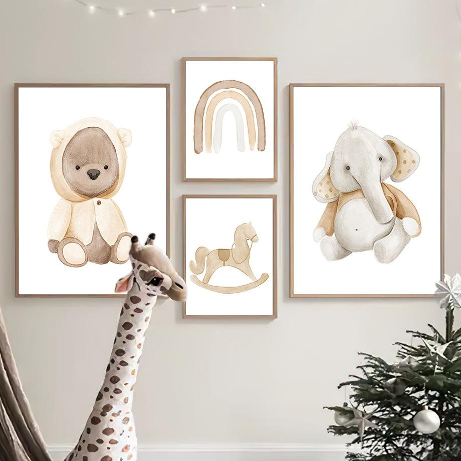 Vintage Animal Baby Love Collection of Wall Art on Canvas - Divine Heart L.A.