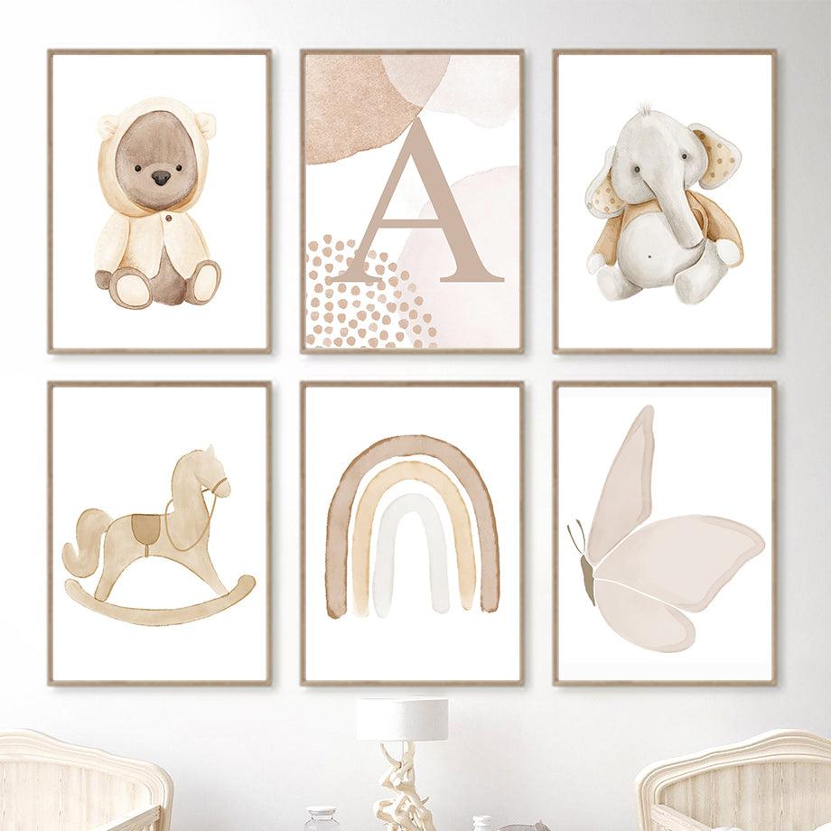 Vintage Animal Baby Love Collection of Wall Art on Canvas - Divine Heart L.A.