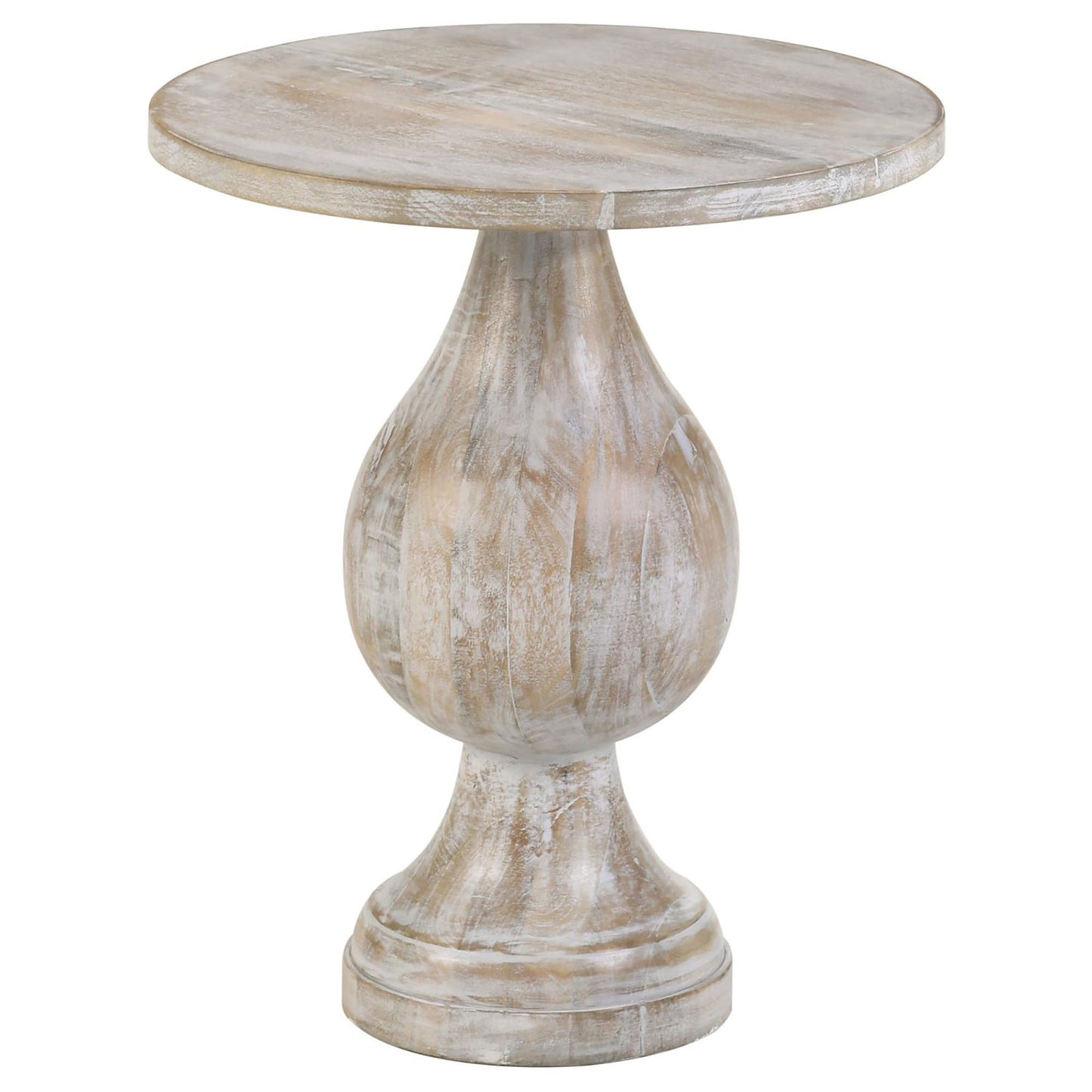 White Washed Pedestal Accent Table - Divine Heart L.A.