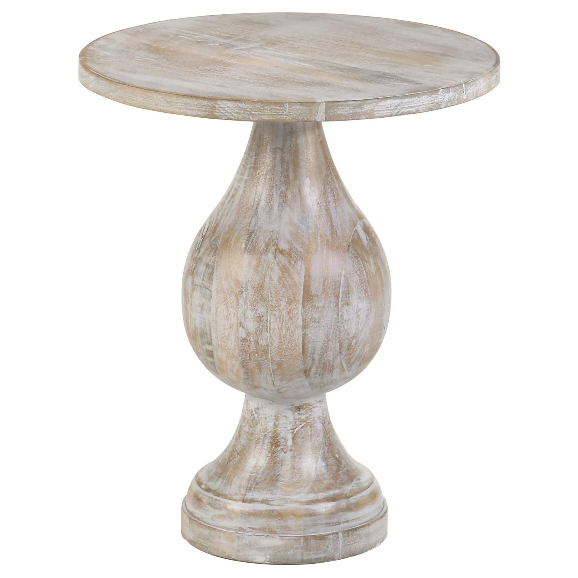 White Washed Pedestal Accent Table - Divine Heart L.A.