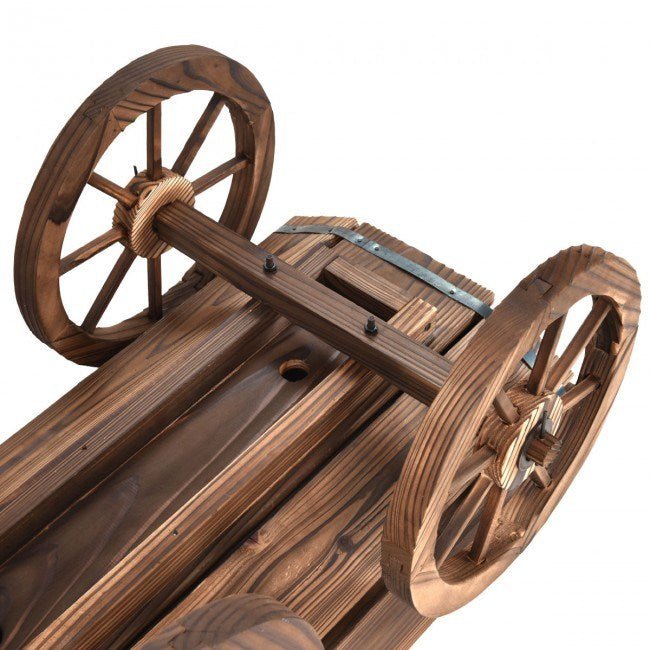 Wood Wagon Planter Pot Stand with Wheels - Divine Heart L.A.